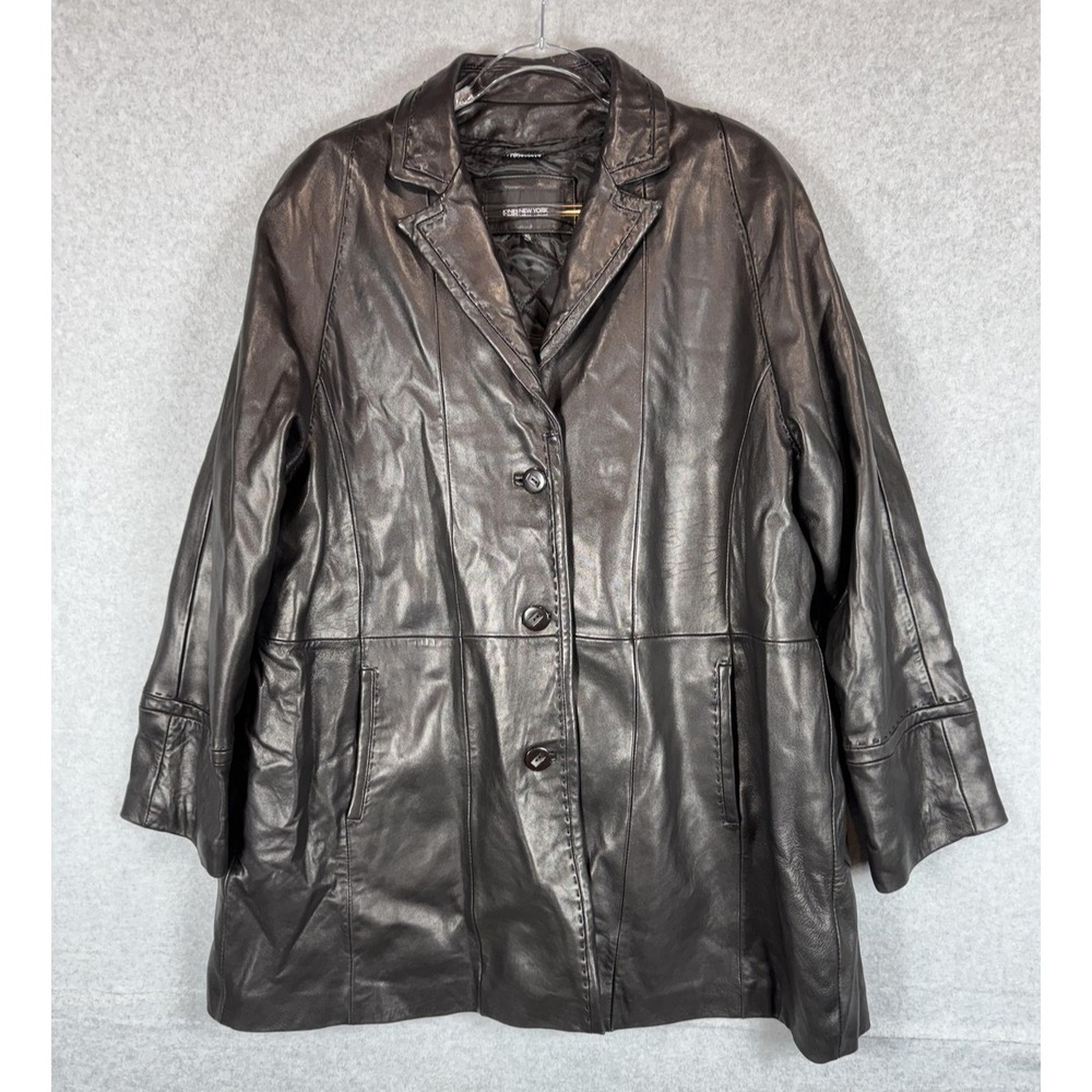 Jones New York Jacket Womens XL Black Genuine Leather Thinsulate Insulated Coat